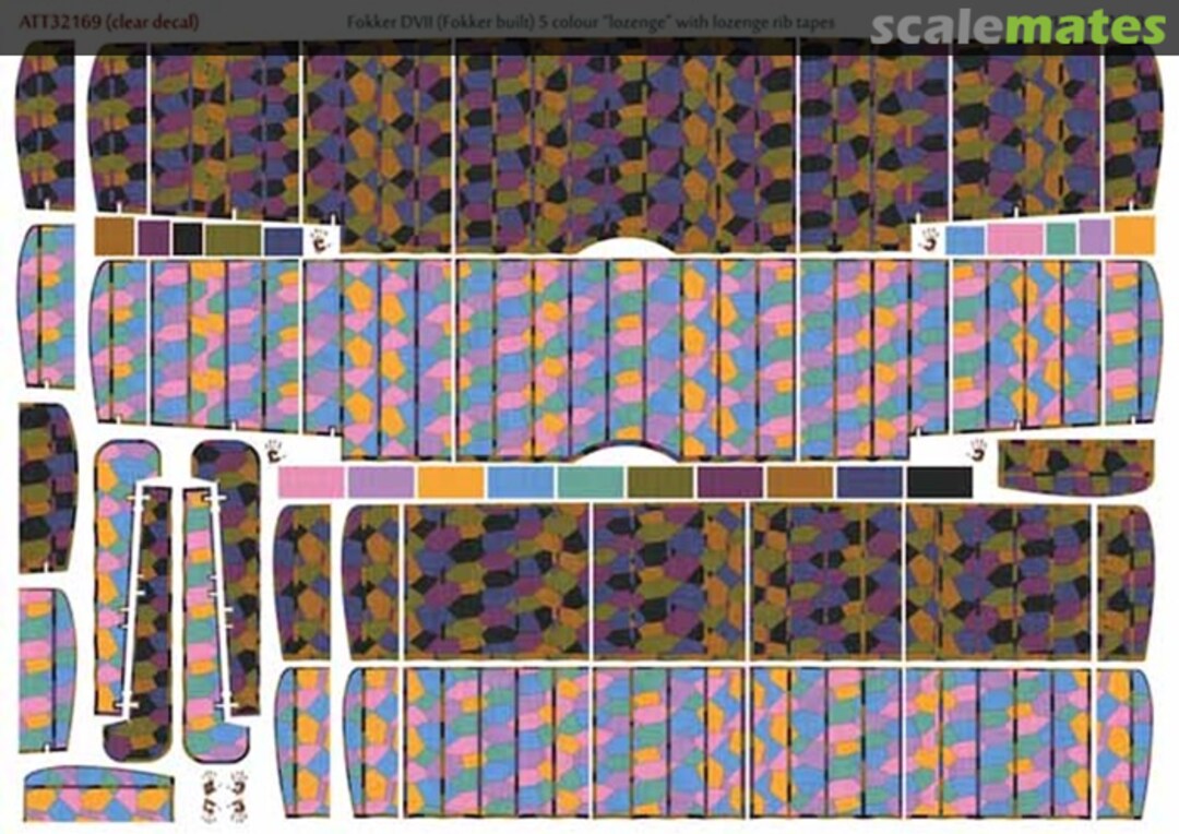 Boxart Fokker D.VII (Fokker built) 5 colour 'lozenge' with lozenge rib tapes ATT32169 Aviattic