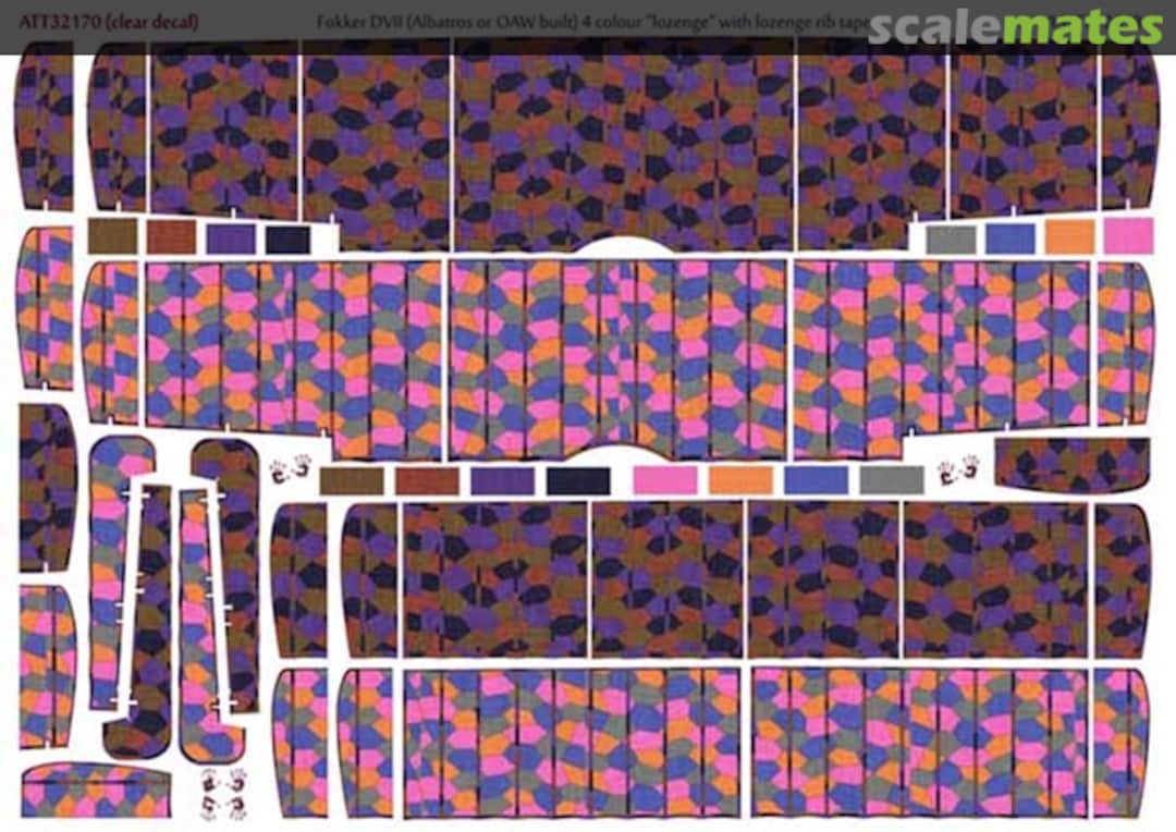 Boxart Fokker D.VII (Albatros or OAW built) 4 colour 'lozenge' with lozenge rib tapes ATT32170 Aviattic Boxart Fokker D.VII (Albatros or OAW built) 4 colour 'lozenge' with lozenge rib tapes ATT32170 Aviattic