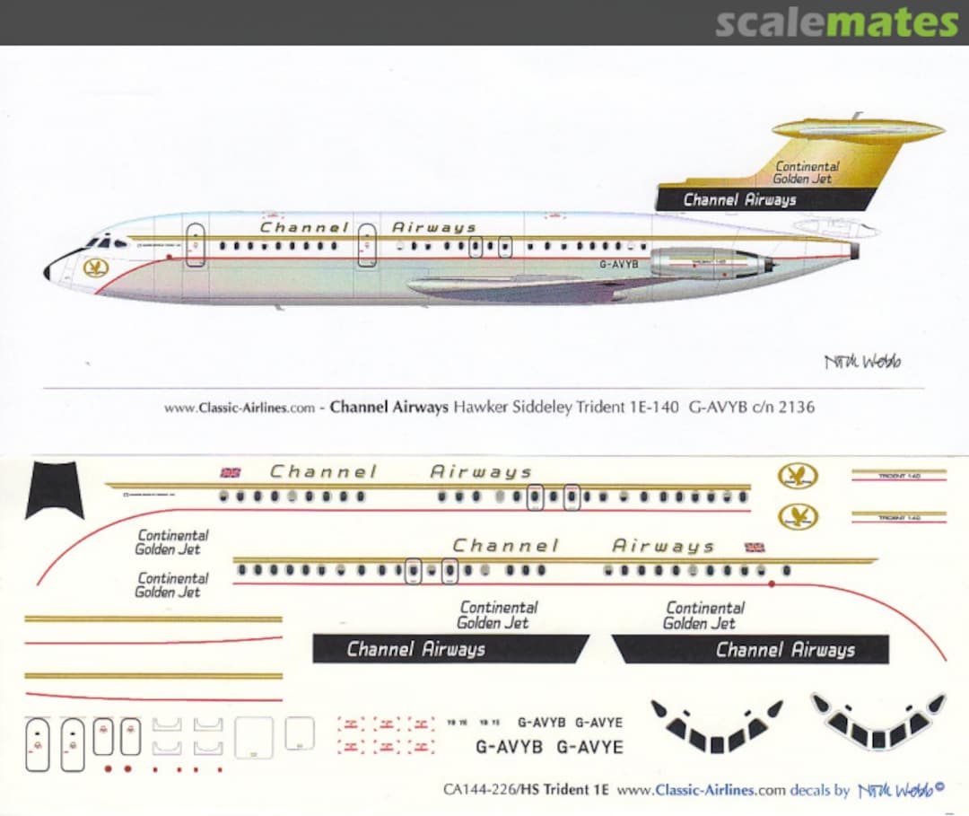 Boxart HS Trident 1E Channel Airways CA144-226 Classic Airlines