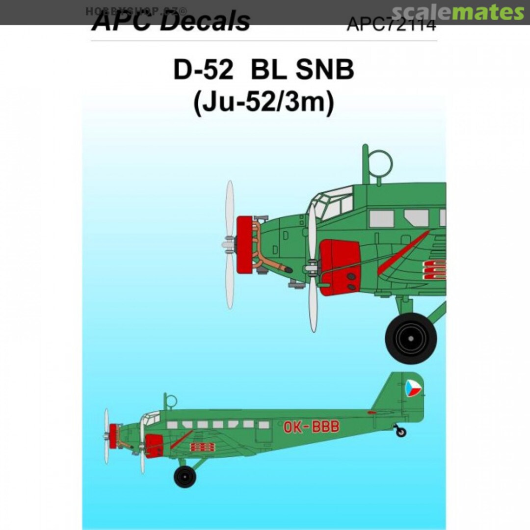 Boxart Junkers Ju 52/3m BL SNB APC72114 APC Decals