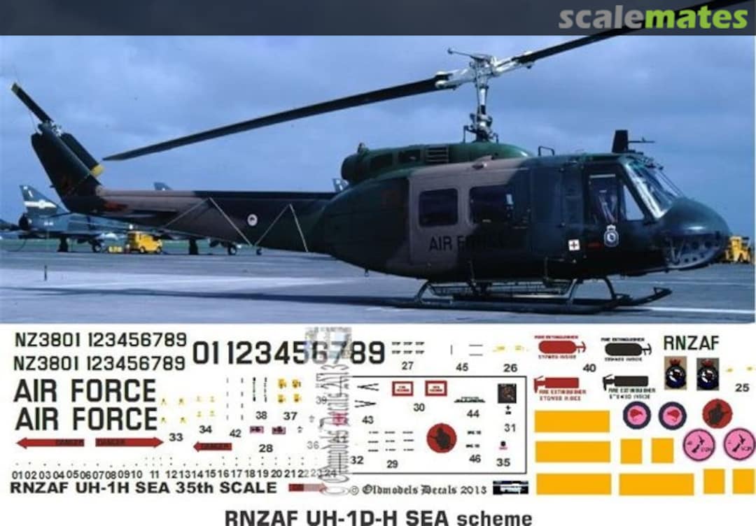 Boxart RNZAF UH-1D/H 1980s SEA scheme OMD0089 Oldmodels Decals Boxart RNZAF UH-1D/H 1980s SEA scheme OMD0089 Oldmodels Decals