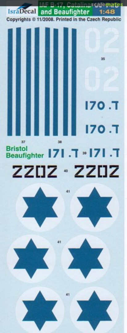 Contents IAF B-17, Catalina and Beaufighter IAF-74 IsraDecal Studio