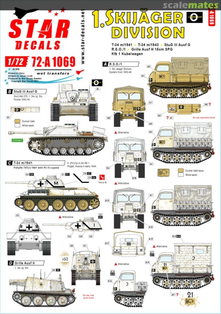Boxart 1. Skijäger Division 72-A 1069 Star Decals Boxart 1. Skijäger Division 72-A 1069 Star Decals