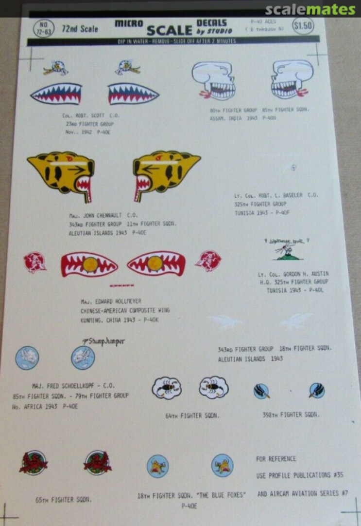 Boxart P-40 Aces (B through N) 72-63 Microscale Boxart P-40 Aces (B through N) 72-63 Microscale