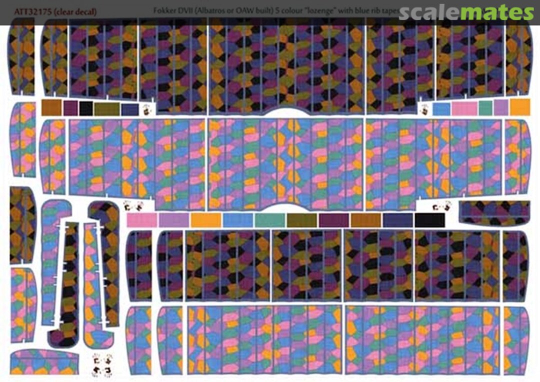 Boxart Fokker D.VII (Albatros or OAW built) 5 colour 'lozenge' with blue rib tapes ATT32175 Aviattic Boxart Fokker D.VII (Albatros or OAW built) 5 colour 'lozenge' with blue rib tapes ATT32175 Aviattic