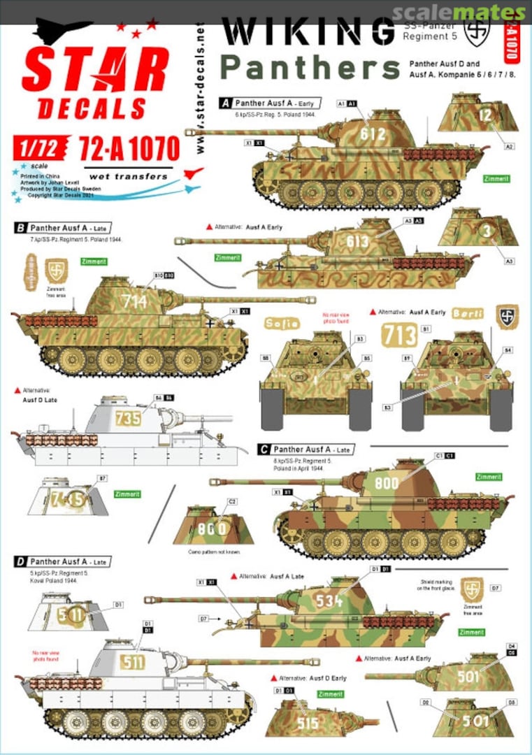 Boxart Wiking Panthers SS-Panzer Regiment 5 72-A 1070 Star Decals Boxart Wiking Panthers SS-Panzer Regiment 5 72-A 1070 Star Decals