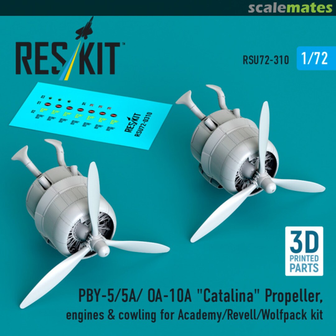 Boxart PBY-5/5A/ OA-10A Catalina Propeller, engines & cowling (Academy/Revell/Wolfpack) (3D printed) RSU72-0310 ResKit Boxart PBY-5/5A/ OA-10A Catalina Propeller, engines & cowling (Academy/Revell/Wolfpack) (3D printed) RSU72-0310 ResKit