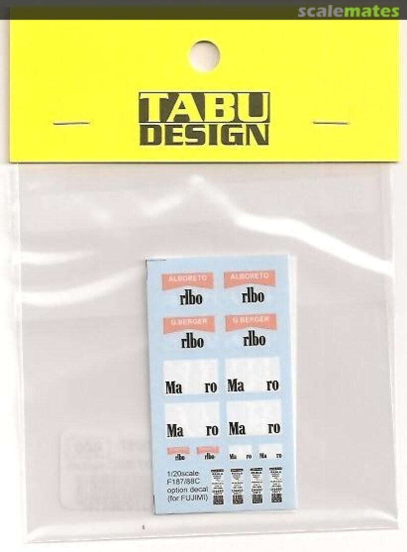 Boxart Ferrari F187/88C Option Decal TABU20057 Tabu Design