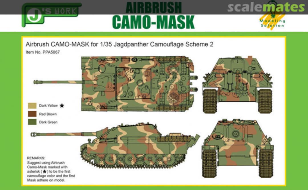 Boxart Airbrush CAMO-MASK Jagdpanther Camo Scheme 2 PPA5067 J's Work Boxart Airbrush CAMO-MASK Jagdpanther Camo Scheme 2 PPA5067 J's Work