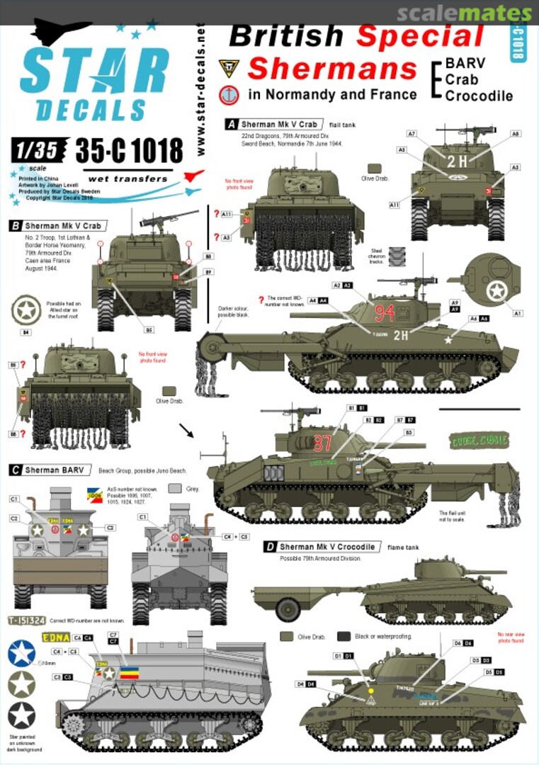 Boxart British Special Shermans 35-C1018 Star Decals Boxart British Special Shermans 35-C1018 Star Decals