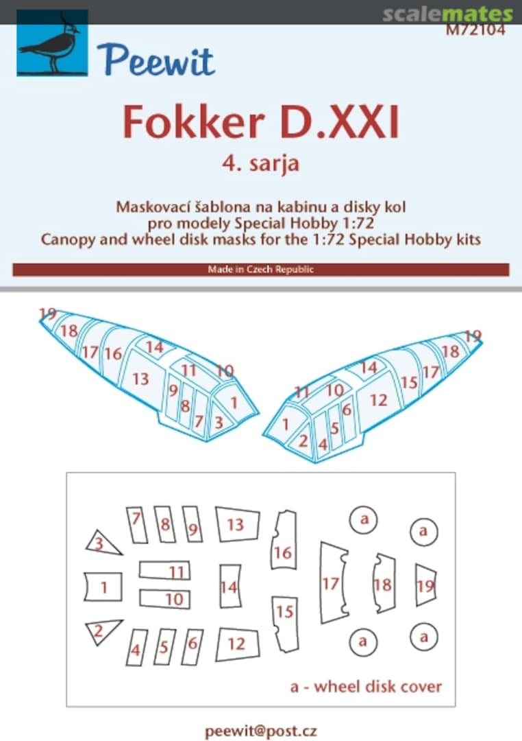 Boxart Fokker D.XXI 4. sarja Canopy Mask M72104 Peewit Boxart Fokker D.XXI 4. sarja Canopy Mask M72104 Peewit