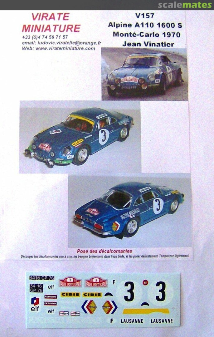 Boxart Alpine-Renault A110 1600 (3416 GP 76) "elf" V157 Virate Miniature Boxart Alpine-Renault A110 1600 (3416 GP 76) "elf" V157 Virate Miniature