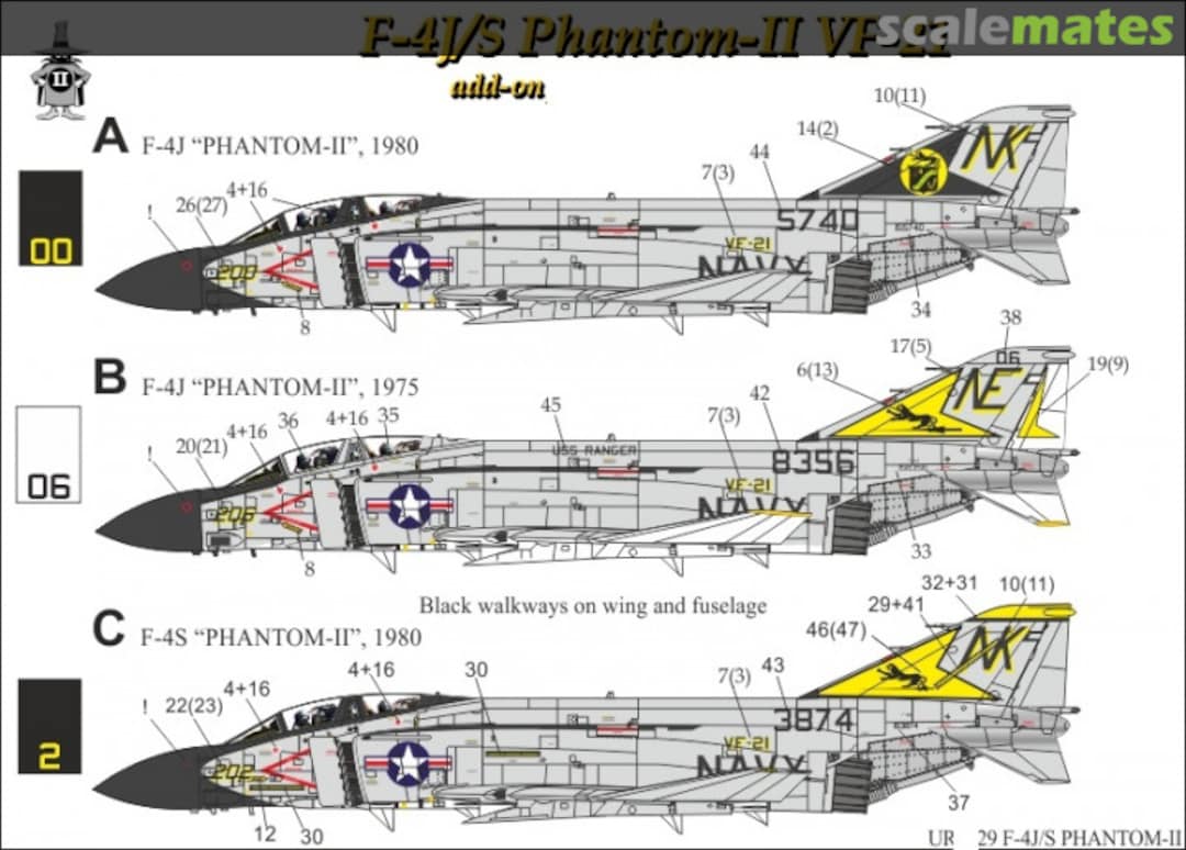 Boxart F-4J/S Phantom-II VF-21 (no stencils) UR14429 UpRise Decal Boxart F-4J/S Phantom-II VF-21 (no stencils) UR14429 UpRise Decal