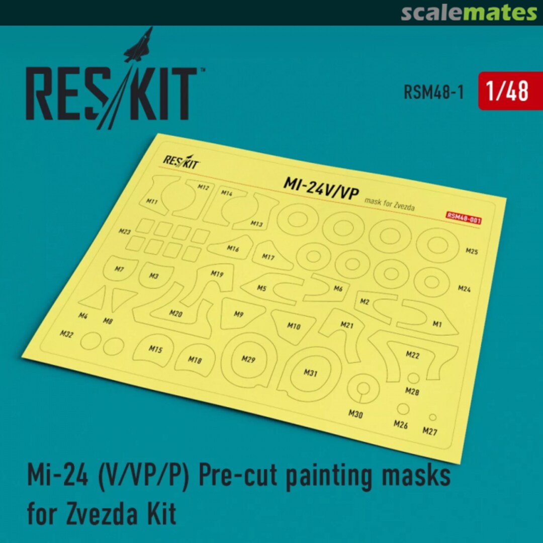 Boxart Mi-24 V,VP,P Pre-cut painting masks RSM48-001 ResKit Boxart Mi-24 V,VP,P Pre-cut painting masks RSM48-001 ResKit