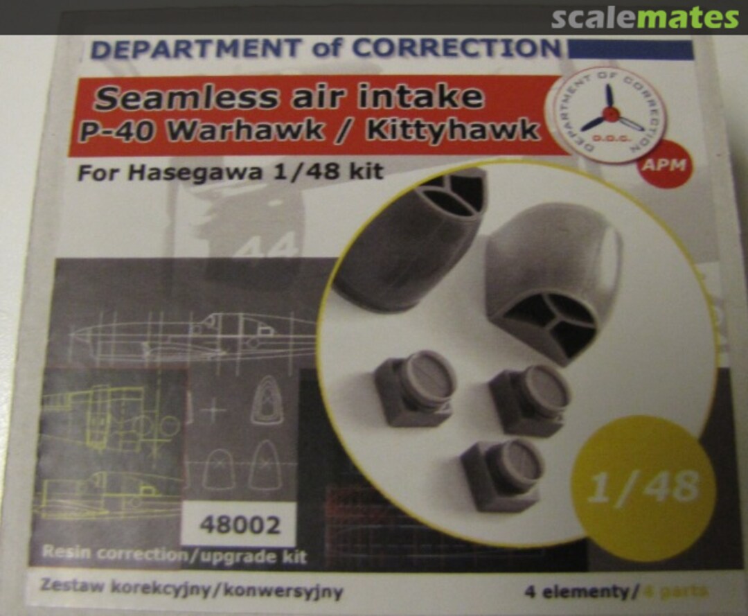 Boxart P-40E Warhawk/Kittyhawk - Seamless air intake 48002 Department of Correction Boxart P-40E Warhawk/Kittyhawk - Seamless air intake 48002 Department of Correction