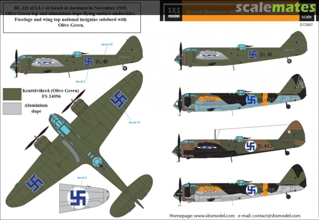 Boxart Bristol Blenheim Mk.I-II in Finnish service D72007 SBS Model Boxart Bristol Blenheim Mk.I-II in Finnish service D72007 SBS Model