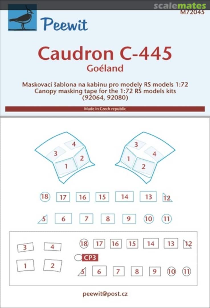 Boxart Caudron C-445 Goeland Canopy Mask M72045 Peewit