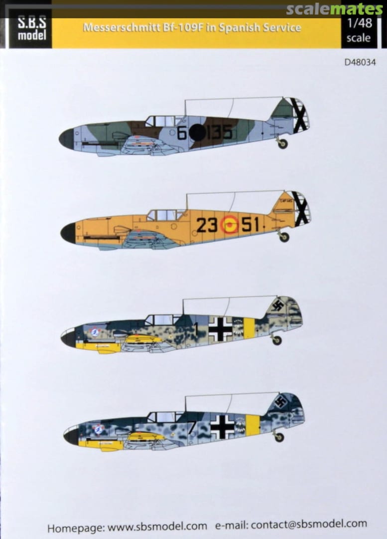 Boxart Messerschmitt Bf109F in Spanish Service D48034 SBS Model Boxart Messerschmitt Bf109F in Spanish Service D48034 SBS Model