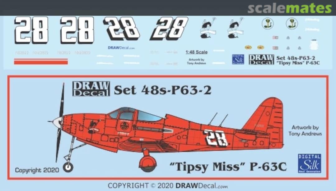 Boxart “Tipsy Miss” P-63C 48-P63-2 Draw Decal Boxart “Tipsy Miss” P-63C 48-P63-2 Draw Decal