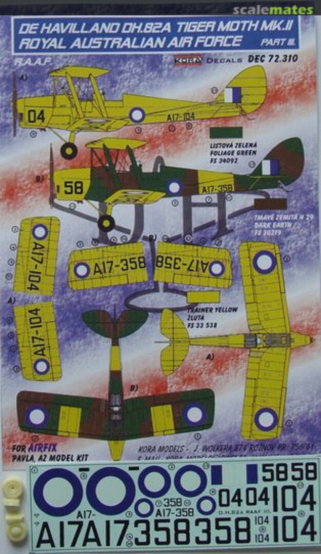 Boxart De Havilland DH.82A Tiger Moth Mk.II DEC72310 Kora Models