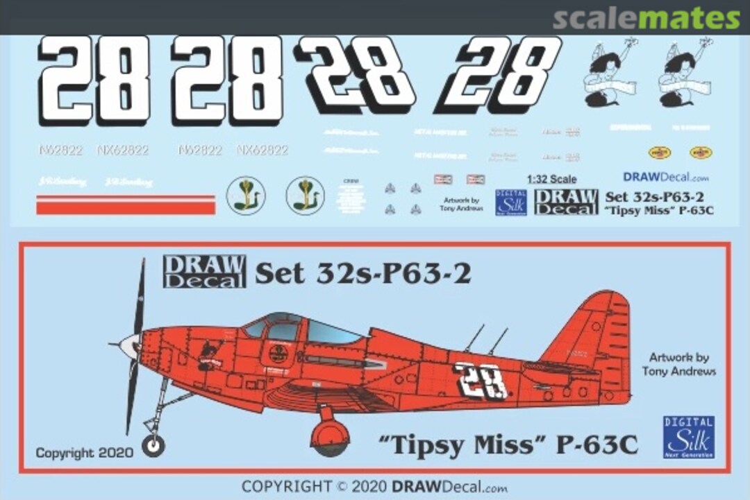 Boxart “Tipsy Miss” P-63C 32-P63-2 Draw Decal Boxart “Tipsy Miss” P-63C 32-P63-2 Draw Decal