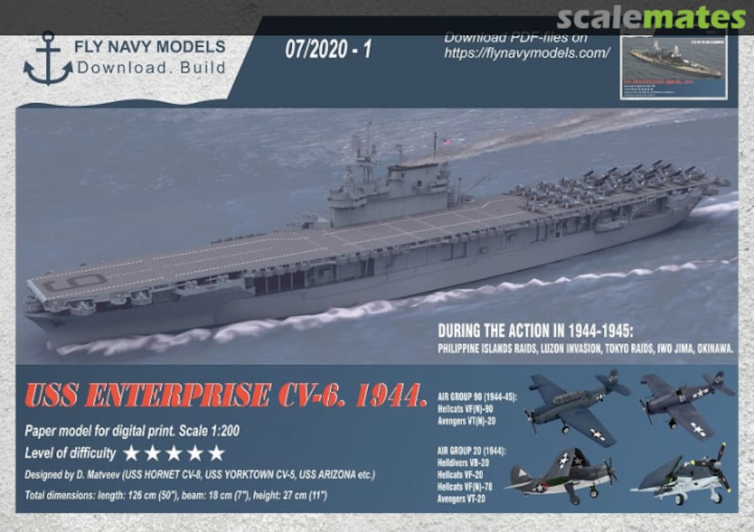 Boxart USS Enterprise CV-6, 1944-1945 07/2020-1 Fly Navy Models