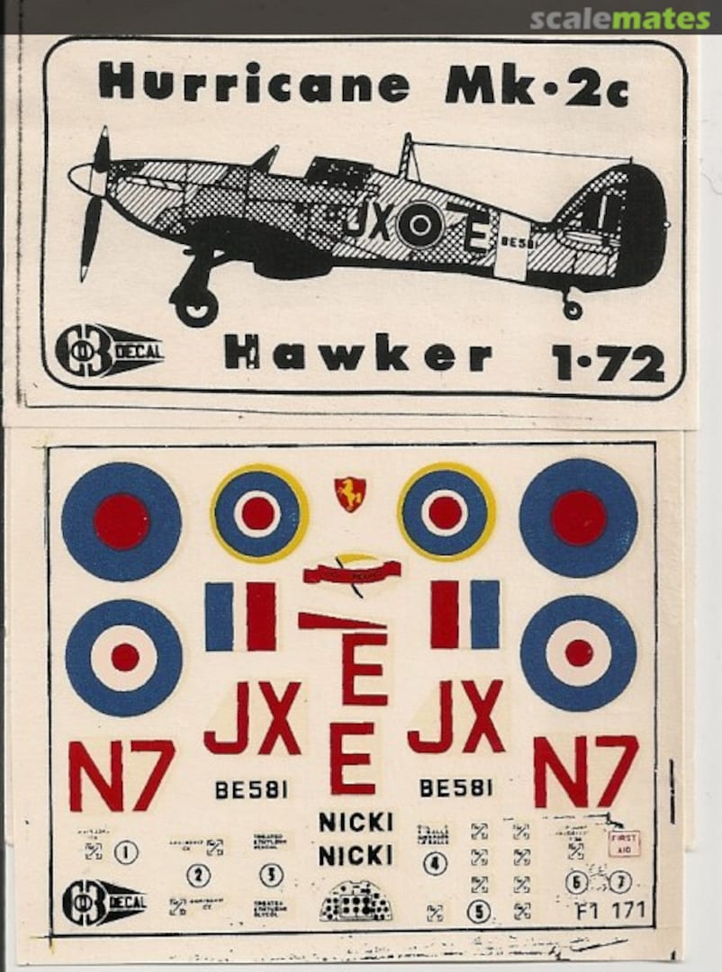 Boxart Hawker Hurricane Mk.IIc F1 171 KD Decal Boxart Hawker Hurricane Mk.IIc F1 171 KD Decal