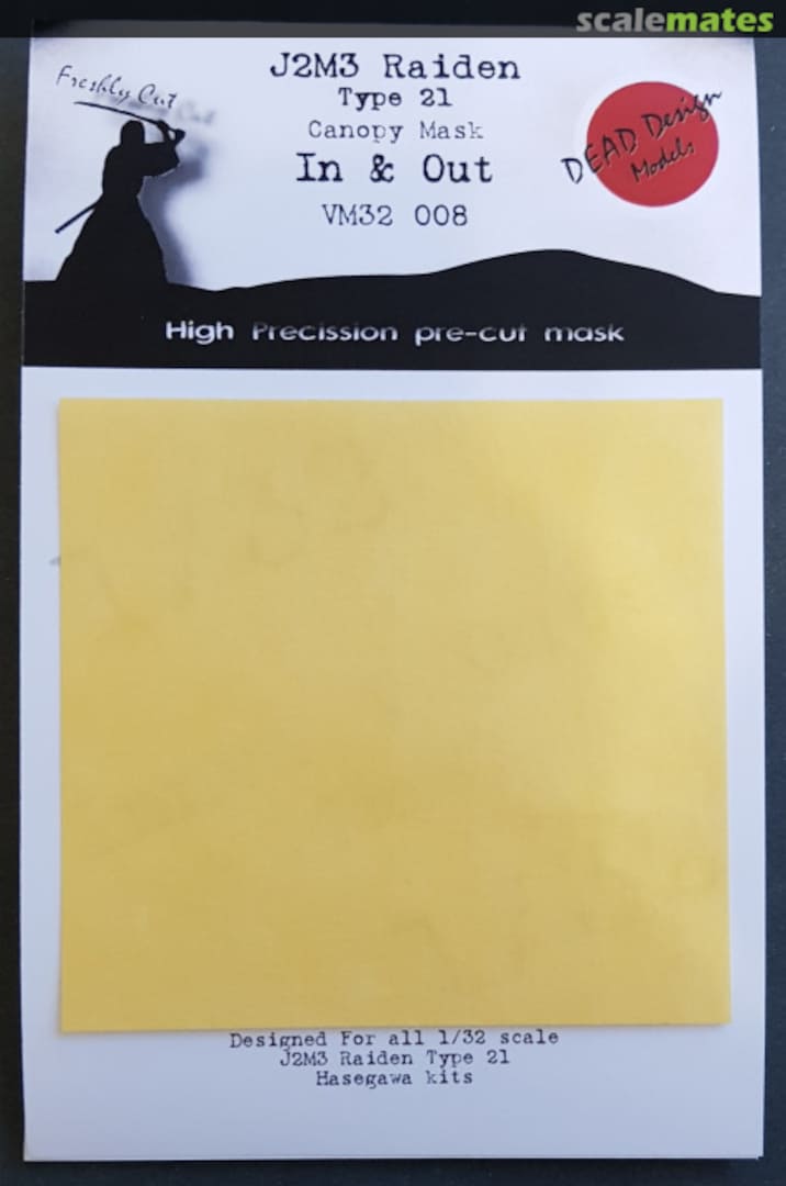 Boxart Mitsubishi J2M3 Raiden interior and exterior canopy frame paint mask VM32008 DEAD Design Models Boxart Mitsubishi J2M3 Raiden interior and exterior canopy frame paint mask VM32008 DEAD Design Models