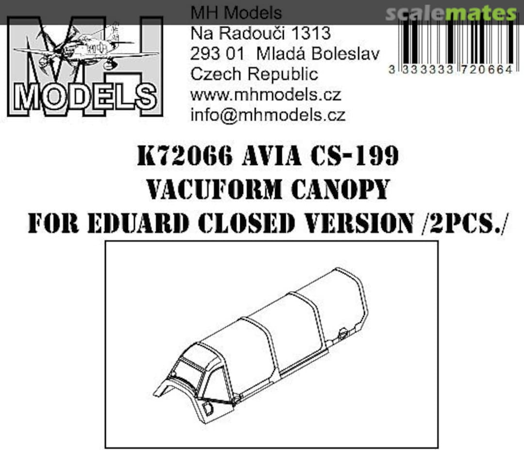 Boxart Avia CS-199 Vacuform Canopy K72066 MH Models Boxart Avia CS-199 Vacuform Canopy K72066 MH Models