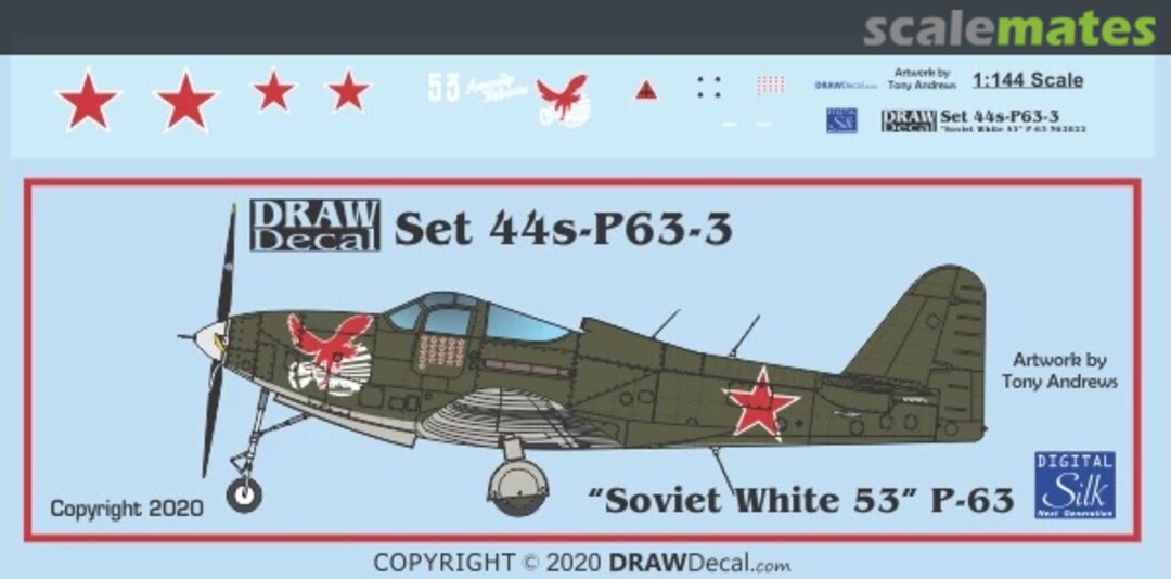 Boxart “Soviet White 53” P-63 44-P63-3 Draw Decal Boxart “Soviet White 53” P-63 44-P63-3 Draw Decal
