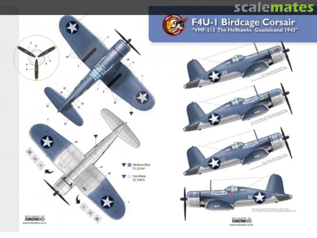 Boxart F4U-1 Birdcage Corsair VMF-213 The Hellhawks Guadalcanal 1943 WD72054 Monokio Boxart F4U-1 Birdcage Corsair VMF-213 The Hellhawks Guadalcanal 1943 WD72054 Monokio