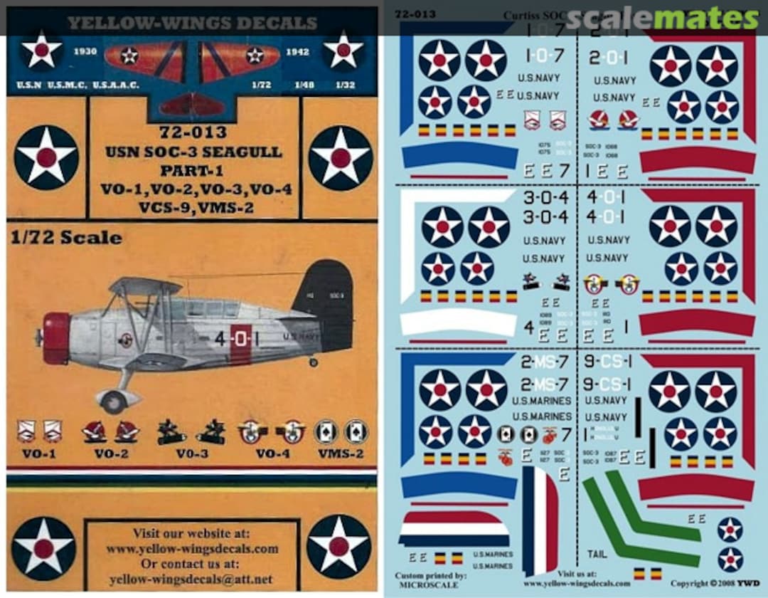 Boxart USN SOC-3 Seagull Part 1 72-013 Yellow-Wings Decals Boxart USN SOC-3 Seagull Part 1 72-013 Yellow-Wings Decals