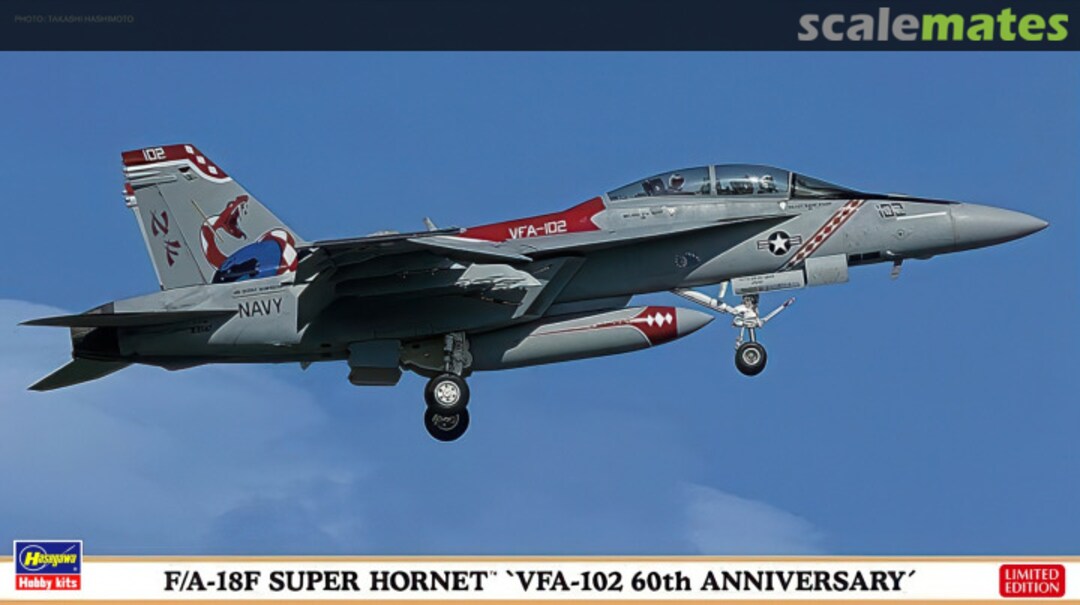 Boxart F/A-18F Super Hornet `VFA-102 60th Anniversary´ 02165 Hasegawa Boxart F/A-18F Super Hornet `VFA-102 60th Anniversary´ 02165 Hasegawa