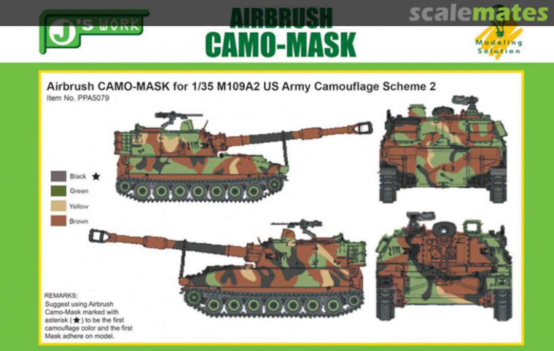 Boxart Airbrush CAMO-MASK US Army M109A2 Scheme #2 PPA5079 J's Work Boxart Airbrush CAMO-MASK US Army M109A2 Scheme #2 PPA5079 J's Work