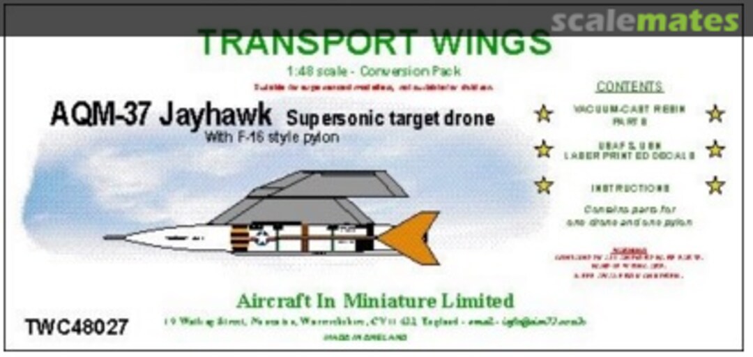 Boxart AQM-37 Jayhawk Supersonic Target drone TWC48027 Aircraft In Miniature Ltd