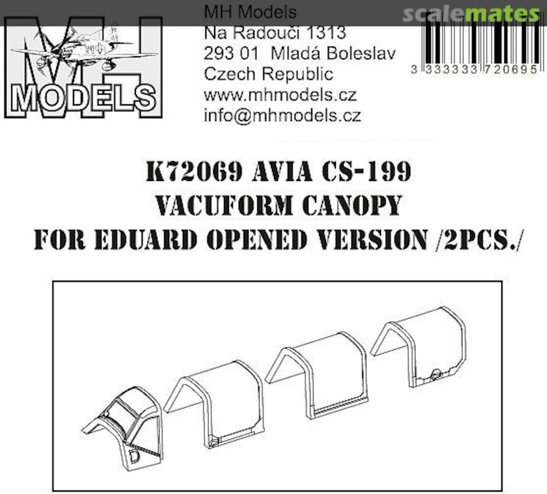 Boxart Avia CS-199 vacuform canopy, opened version K72069 MH Models Boxart Avia CS-199 vacuform canopy, opened version K72069 MH Models