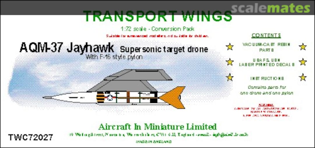 Boxart AQM-37 Jayhawk Supersonic Target drone TWC72027 Aircraft In Miniature Ltd