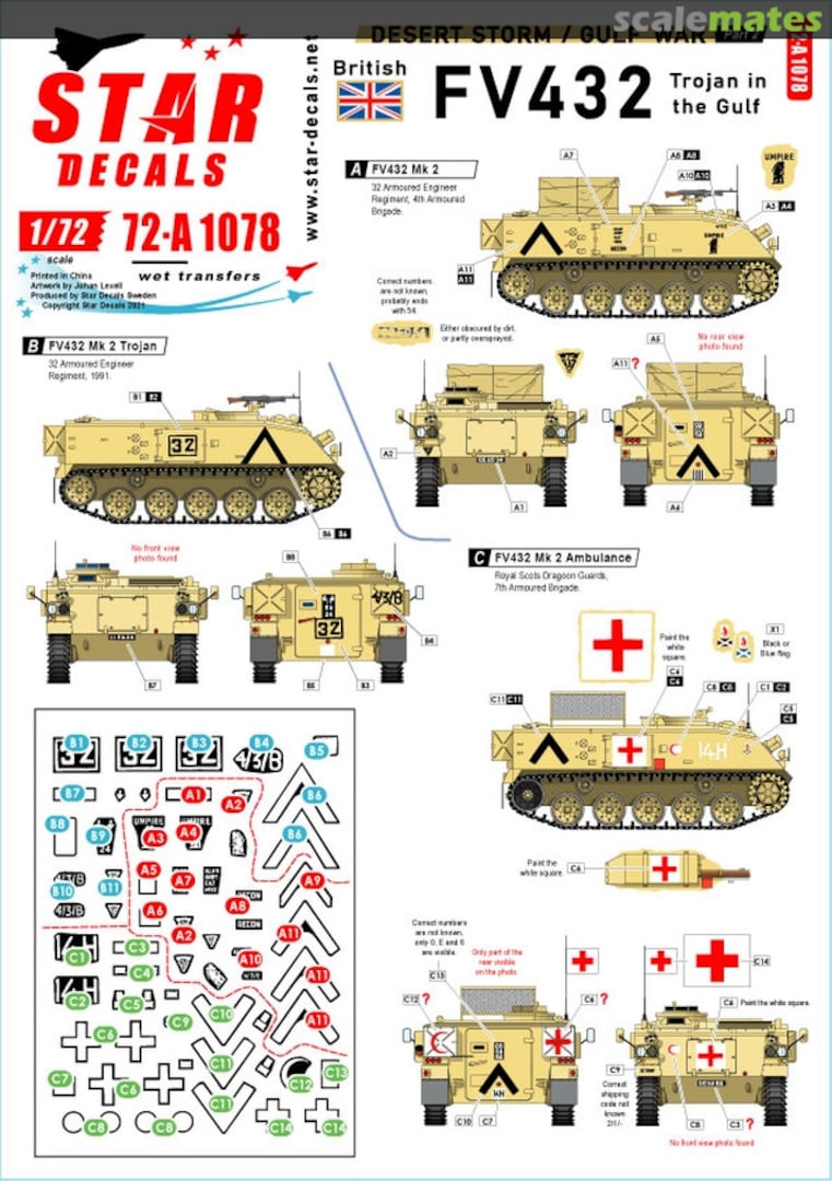 Boxart British FV 432 Trojan 72-A1078 Star Decals Boxart British FV 432 Trojan 72-A1078 Star Decals