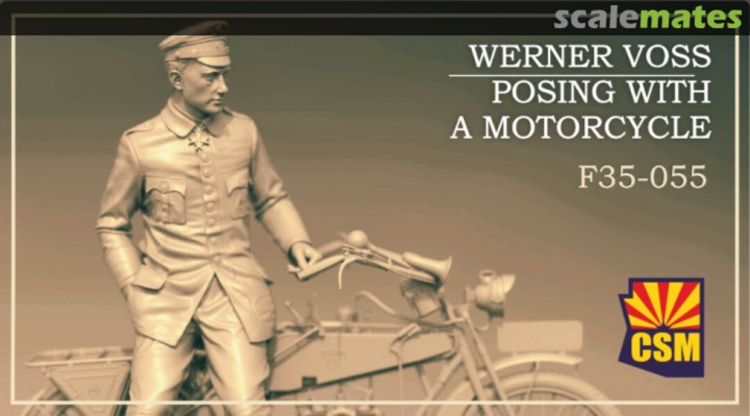 Boxart Werner Voss posing with a motorcycle F35-055 Copper State Models Boxart Werner Voss posing with a motorcycle F35-055 Copper State Models