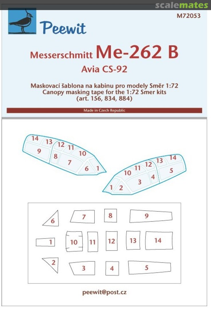 Boxart Messerschmitt Me 262B/Avia CS-92 M72053 Peewit Boxart Messerschmitt Me 262B/Avia CS-92 M72053 Peewit