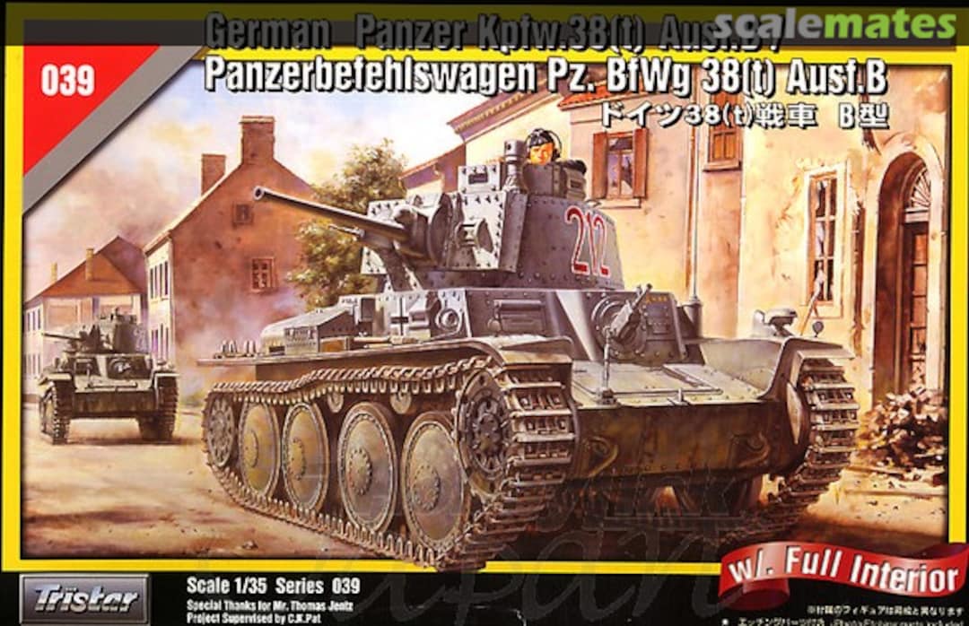 Boxart Panzer Kpfw.38(t) Ausf.B / Panzerbefehlswagen Pz. BfWg 38(t) Ausf.B 35039 Tristar Boxart Panzer Kpfw.38(t) Ausf.B / Panzerbefehlswagen Pz. BfWg 38(t) Ausf.B 35039 Tristar