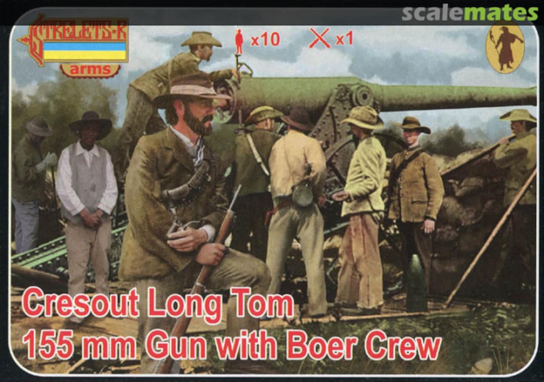 Boxart 155mm Creusot ‘Long Tom‘ Gun with Boer Crew A014 Strelets-R