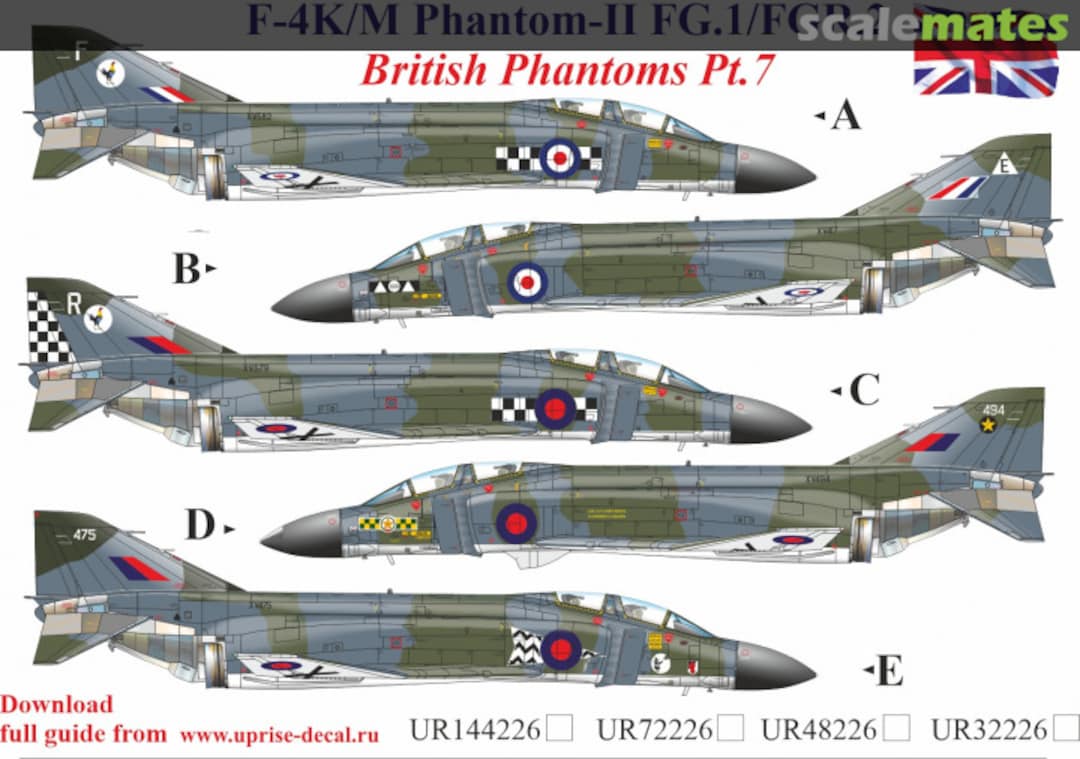 Boxart F-4K/M Phantom-II (FG.1/FGR.2) British Phantoms Pt.7, no stencils, FFA(removable film) UR48226 UpRise Decal Boxart F-4K/M Phantom-II (FG.1/FGR.2) British Phantoms Pt.7, no stencils, FFA(removable film) UR48226 UpRise Decal