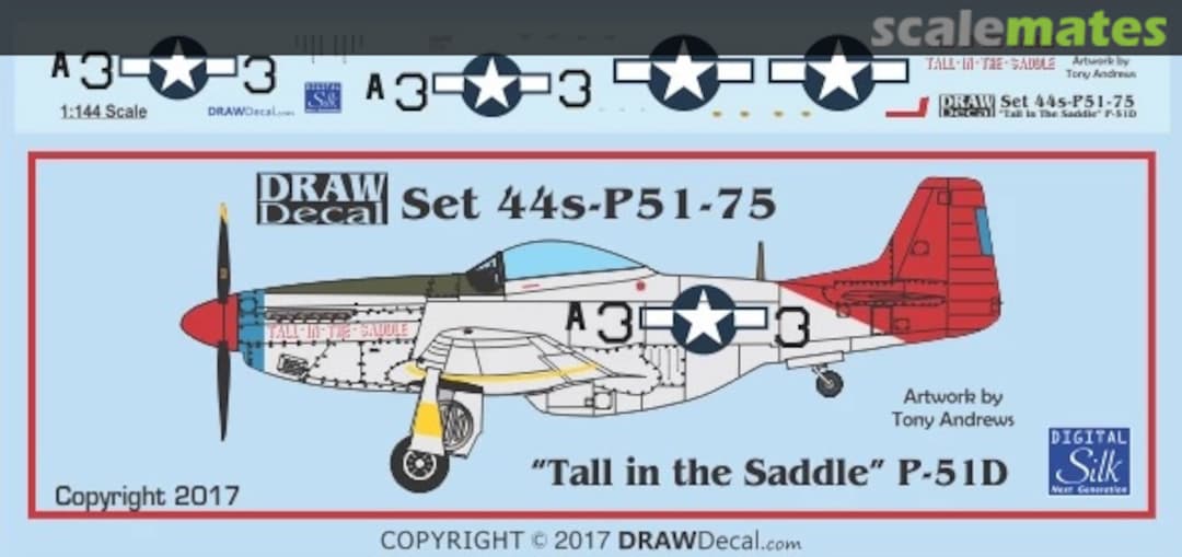 Boxart “Tall in the Saddle” P-51D 44-P51-75 Draw Decal Boxart “Tall in the Saddle” P-51D 44-P51-75 Draw Decal
