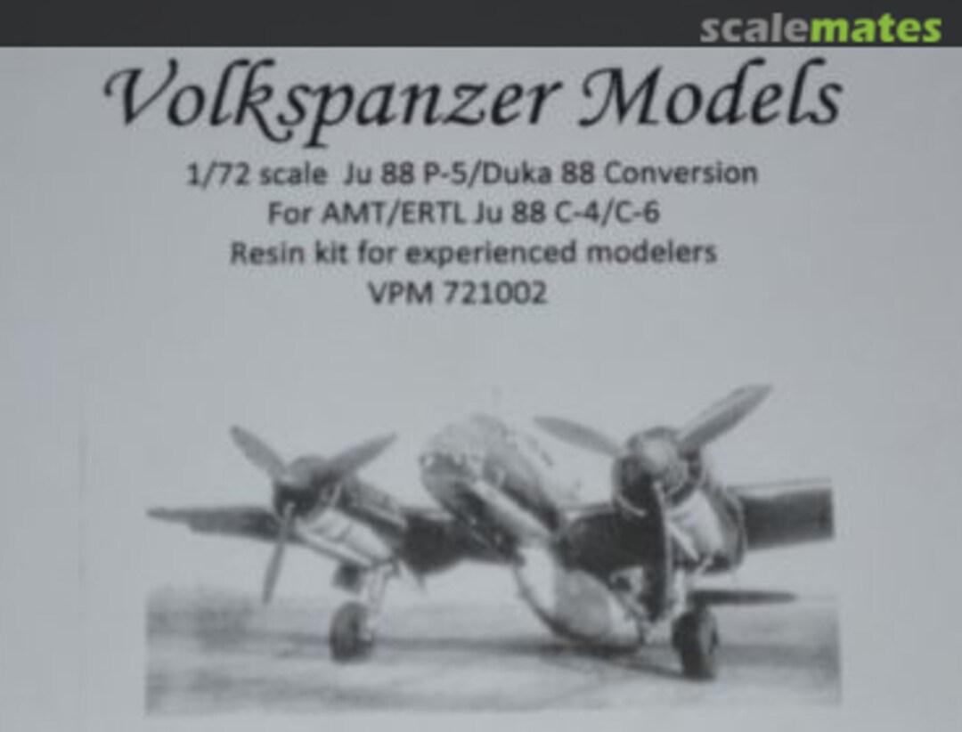 Boxart Ju 88 P-5/Duka 88 Conversion VPM 721002 Volkspanzer Models Boxart Ju 88 P-5/Duka 88 Conversion VPM 721002 Volkspanzer Models
