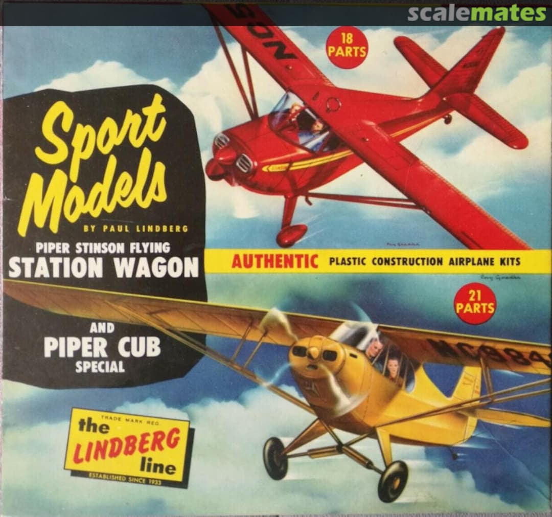 Boxart Piper Stinson Flying Station Wagon and Piper Cub Special Lindberg Boxart Piper Stinson Flying Station Wagon and Piper Cub Special Lindberg