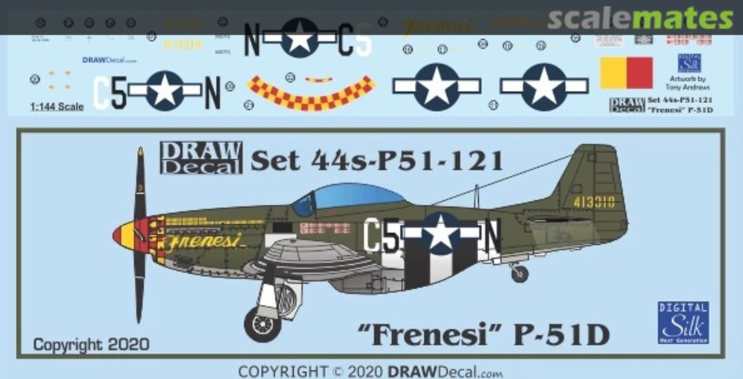 Boxart “Frenesi” P-51D 44-P51-121 Draw Decal Boxart “Frenesi” P-51D 44-P51-121 Draw Decal