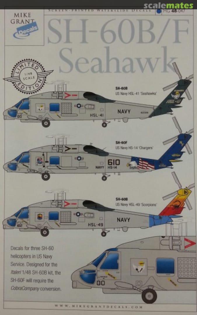 Boxart SH-60B/F Seahawk 48-047 Mike Grant Decals Boxart SH-60B/F Seahawk 48-047 Mike Grant Decals