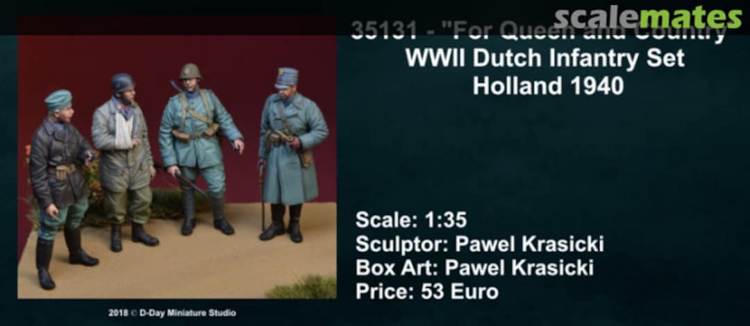 Boxart "For Queen and Country" WWII Dutch Infantry Set, Holland 1940 35131 D-Day Miniature Studio Boxart "For Queen and Country" WWII Dutch Infantry Set, Holland 1940 35131 D-Day Miniature Studio