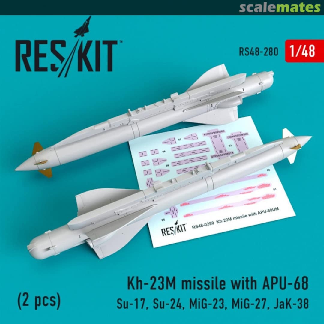 Boxart Kh-23M missile with APU-68 (2 pcs) RS48-0280 ResKit Boxart Kh-23M missile with APU-68 (2 pcs) RS48-0280 ResKit